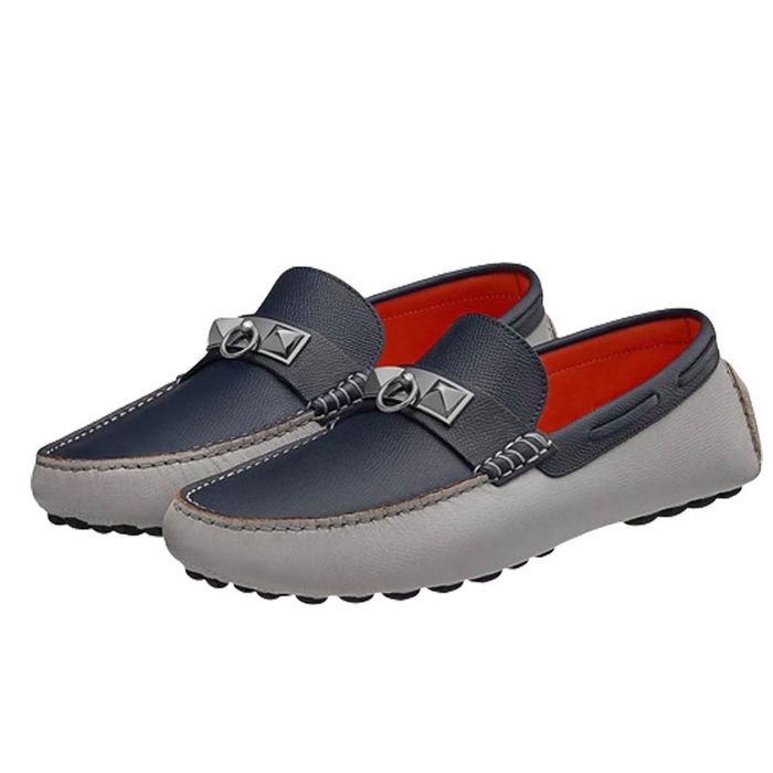 Giày Lười Hermès Irving loafer Gris - Bleu Indigo Màu Xám Phối Xanh Than Size 42