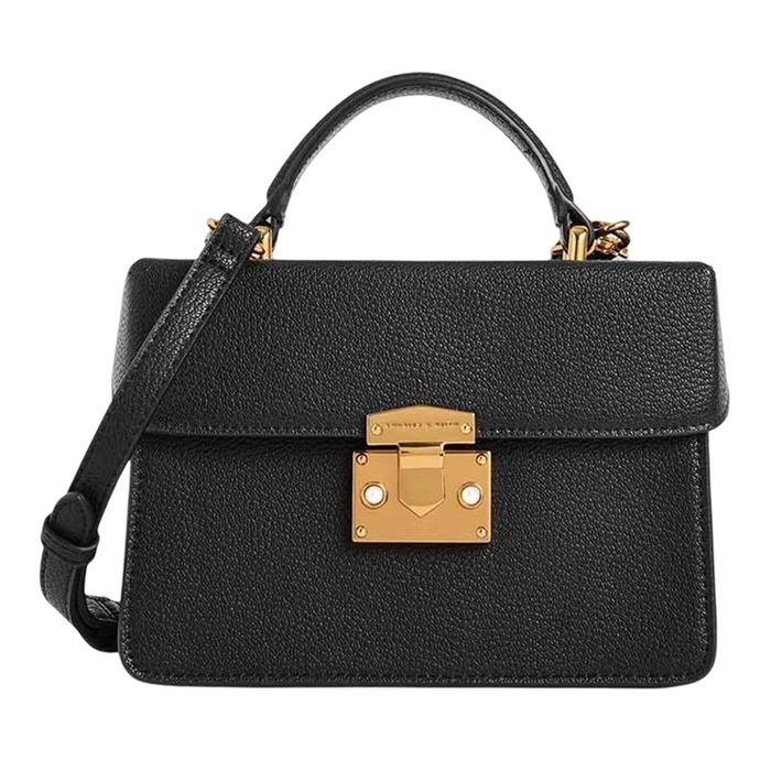Túi Xách Tay Nữ Charles & Keith CNK Classic Push-Lock Top Handle Bag 50701030 Màu Đen