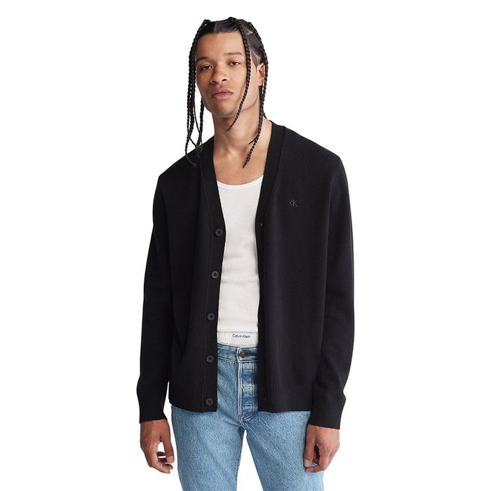 Áo Len Cardigan Calvin Klein CK Merino Wool Blend Cardigan 40JP313001 - BLK Màu Đen Size L