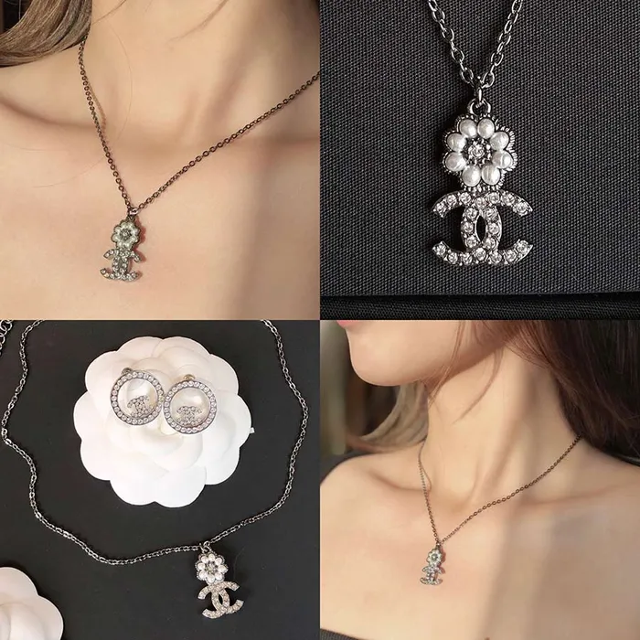 Dây Chuyền Chanel Necklace CC Logo Màu Bạc