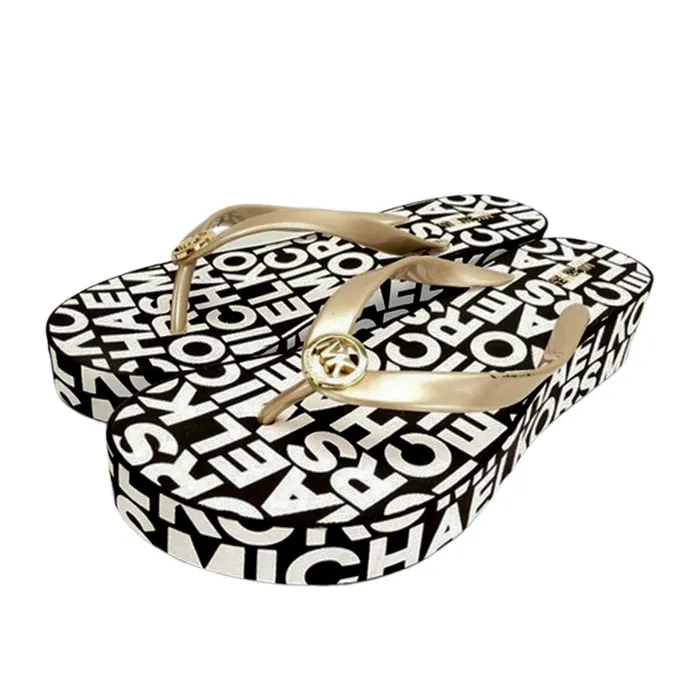 Dép Xỏ Ngón Michael Kors MK Jet Set MK Logo Flip Flops Phối Màu Size 38.5