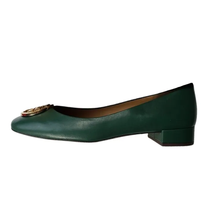 Giày Cao Gót Tory Burch Benton Ballet Nappa Leather Flats 64086 Màu Xanh Green Size 36