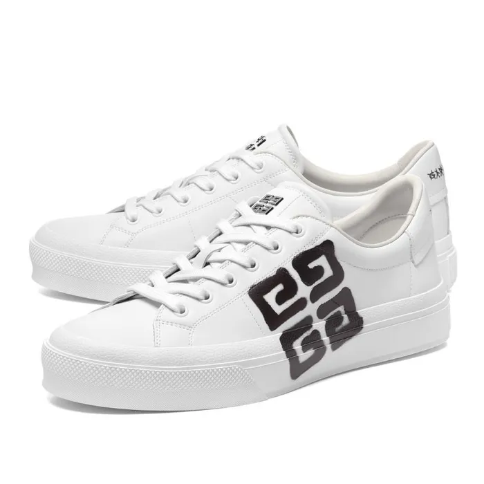 Giày Sneakers Givenchy City Sport Tag Effect 4G Print Black White BH005VH13P 116 Màu Trắng Size 42