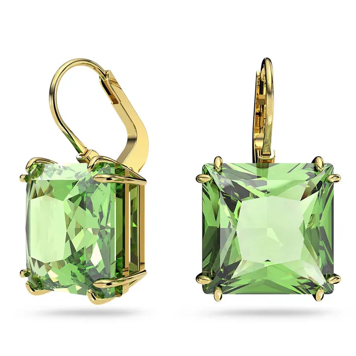 Khuyên Tai Swarovski Millenia Drop Earringssquare Cut, Green, Gold-Tone Plated 5636564 Màu Xanh Green
