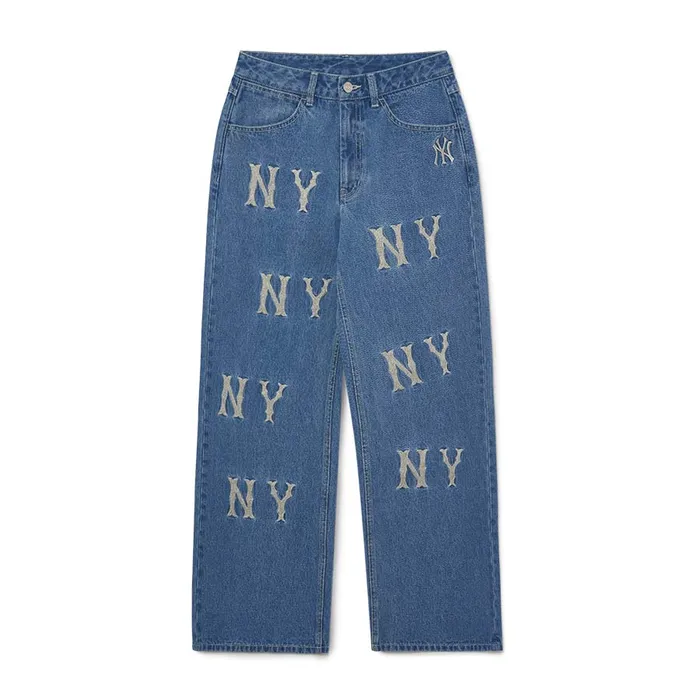 Quần Jean Nữ MLB denim logo Mega New York Yankees 3FDPB0131-50INS Màu Xanh Size XS