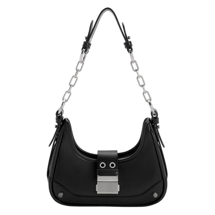 Túi Đeo Vai Charles & Keith CNK Winslet Belted Hobo Bag 40271053 Màu Đen
