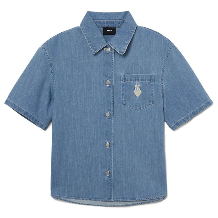 Áo Sơ Mi MLB New York Yankees 3FDRH0233-50SBL Màu Xanh Size S