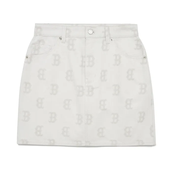 Chân Váy Nữ MLB Denim Boston Red Sox 3FDSM0133-43CRS Màu Kem Size M