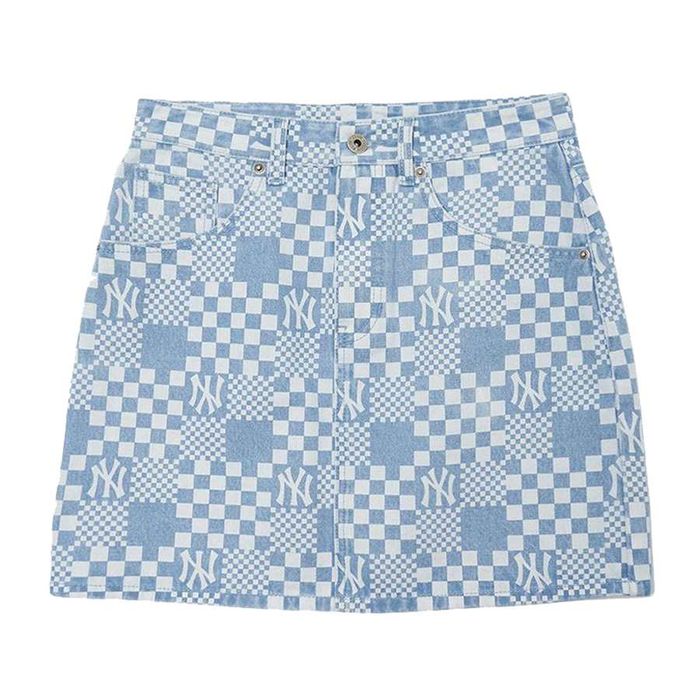 Chân Váy Nữ MLB Denim Mini A Checkerboard 3FDSM0223-50BLL Màu Xanh Nhạt Size S