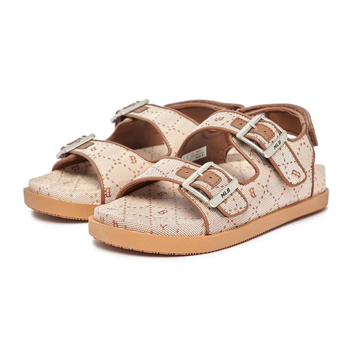 Dép Sandal MLB Sandal Jacquard Diamond Monogram Boston Red Sox 3ASDCSJ33-43BGS Màu Beige Size 230
