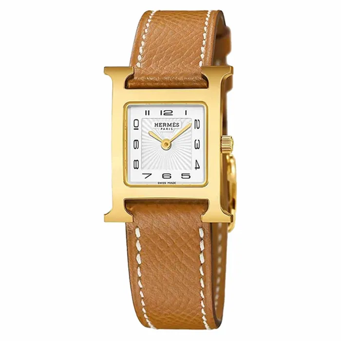 Đồng Hồ Hermès Heure H Watch 21mm Màu Nâu Vàng