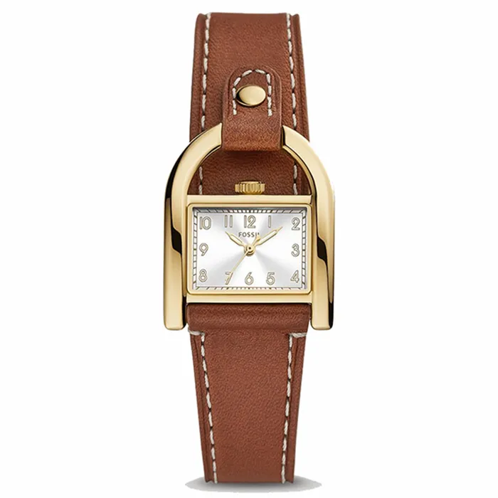 Đồng Hồ Nữ Fossil Harwell Three-Hand Medium Brown Leather ES5264 Màu Bạc Vàng