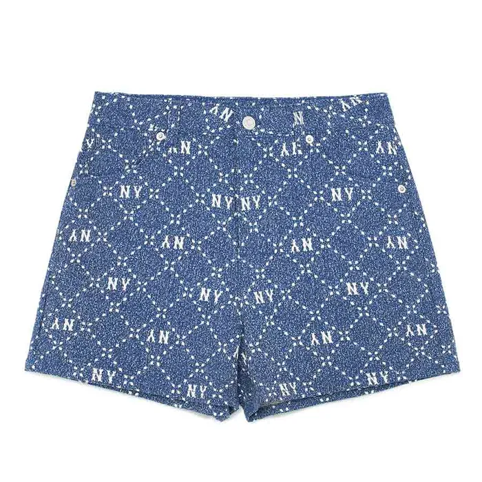 Quần Short MLB Diamond Monogram Jacquard Denim New York Yankees 3FDPM0533-50INS Màu Xanh Size XS