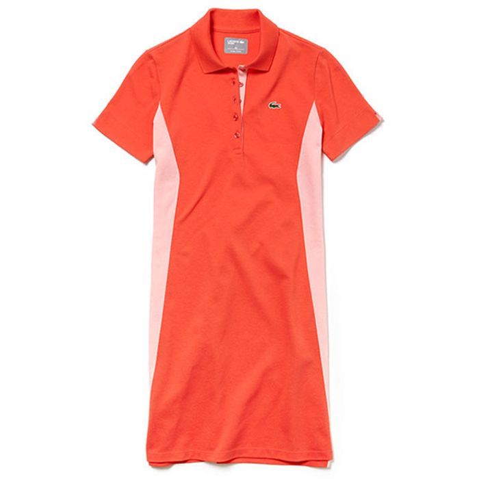 Váy Suông Lacoste Short Dress Cotton Pique Polo Màu Cam Size M