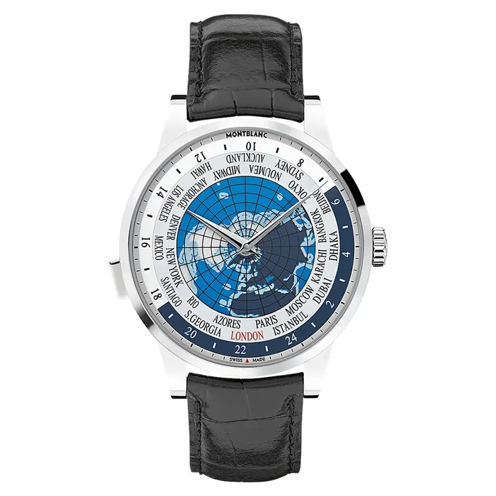 Đồng Hồ Nam Montblanc Heritage Spirit Orbis Terrarum World Map 112308 Màu Đen Bạc