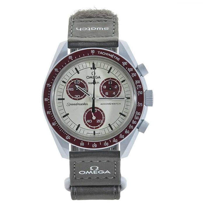 Đồng Hồ Nam Omega Moonswatch Mission To Pluto SO33M101 Màu Xám Đỏ