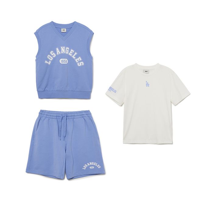 Set 3 Món Bộ Quần Áo Trẻ Em MLB LA Dodgers 7AS1B0333-07RBL Màu Xanh Trắng