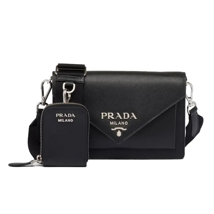 Túi Đeo Vai Prada Saffiano Leather Mini Envelope Bag 1BP020_2EVU_F0002_V_N2O Màu Đen