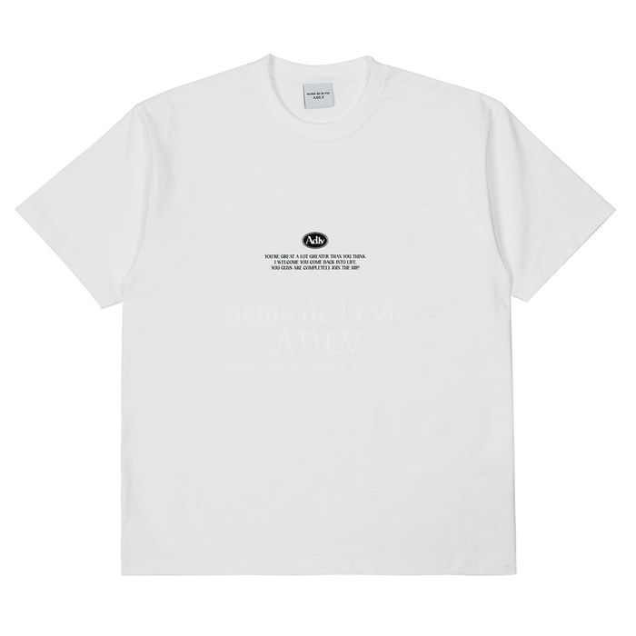 Áo Phông Acmé De La Vie ADLV Back Spread Slogan Short Sleeve Tshirt Màu Trắng (Mặt Sau Xanh) Size 1