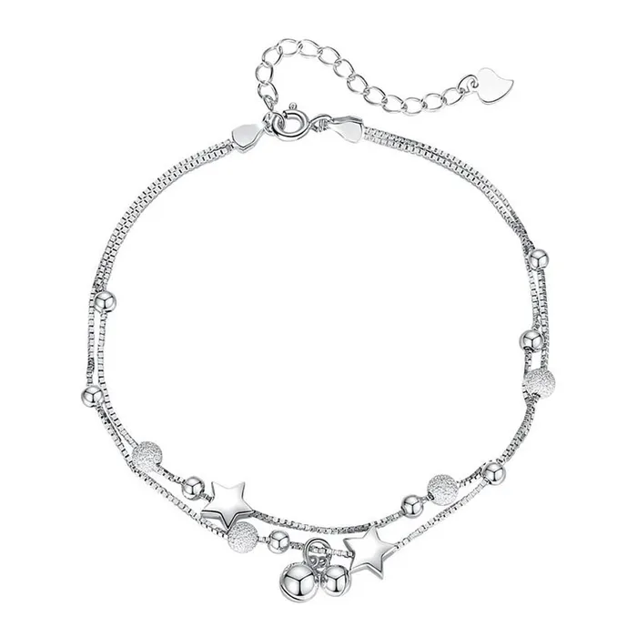 Lắc Chân Nữ LiLi Jewelry 2 Tầng Bi Cát Trăng Sao Lili_267671 Màu Bạc