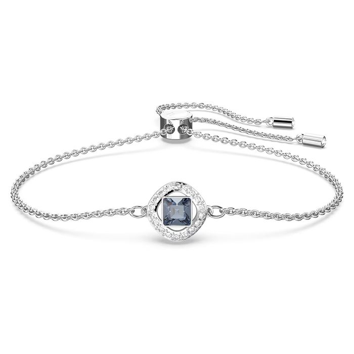 Vòng Đeo Tay Nữ Swarovski Angelic Bracelet Square Cut, Blue, Rhodium Plated 5662141 Màu Bạc