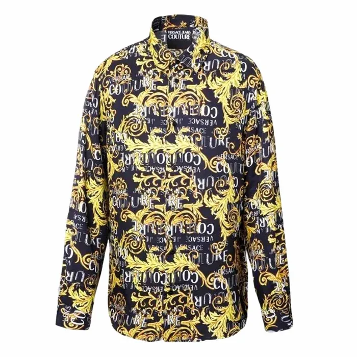 Áo Sơ Mi Dài Tay Nam Versace Jean Couture Black With Baroque Pattern Printed 74GAL2R0 NS219 G89 Màu Vàng Đen Size 48