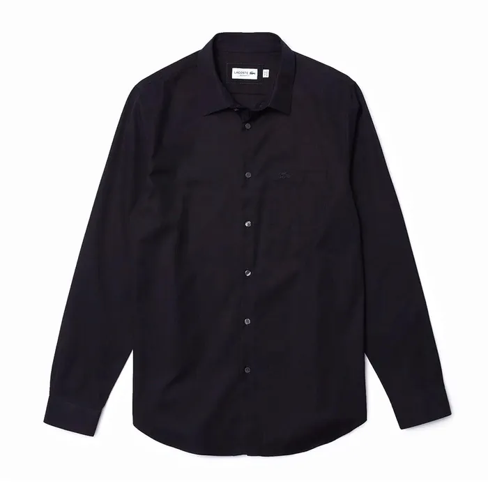 Áo Sơ Mi Nam Dài Tay Lacoste Regular CH2745 51 031 Màu Đen Size 38