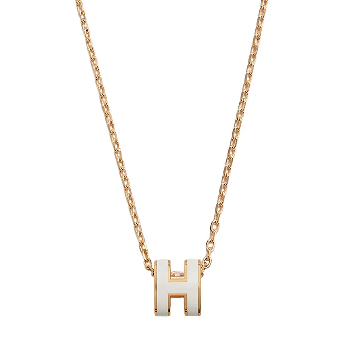 Dây Chuyền Nữ Hermès Mini Pop H Pendant Màu Vàng Mặt Trắng