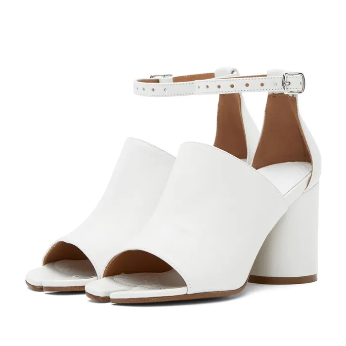 Giày Cao Gót Nữ Maison Martin Margiela White Tabi Heeled Sandals Màu Trắng