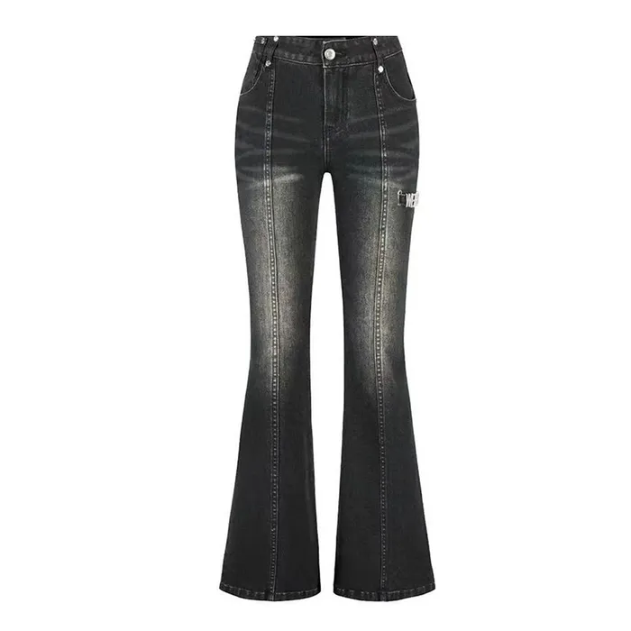 Quần Jean Nữ Weird Market Tight Bell Bottom Jeans Màu Đen