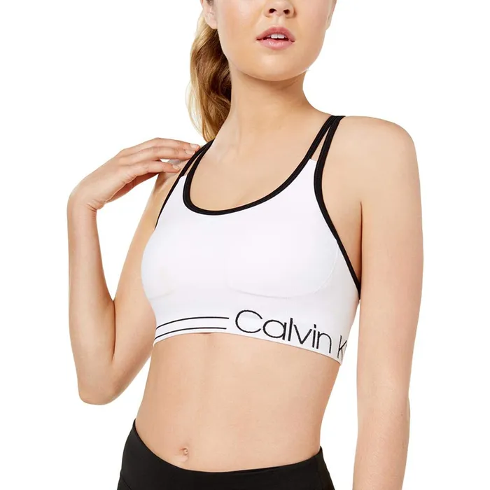 Áo Bra Nữ Calvin Klein CK Performance Piped Sports Màu Trắng Size XL
