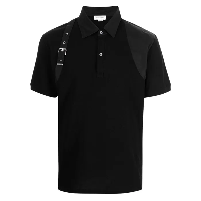 Áo Polo Nam Alexander McQueen Black With Strap 626802 QRX33 1000 Màu Đen Size S