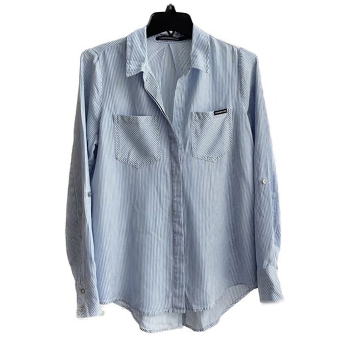 Áo Sơ Mi Nữ Calvin Klein CK Màu Xanh Kẻ Size S