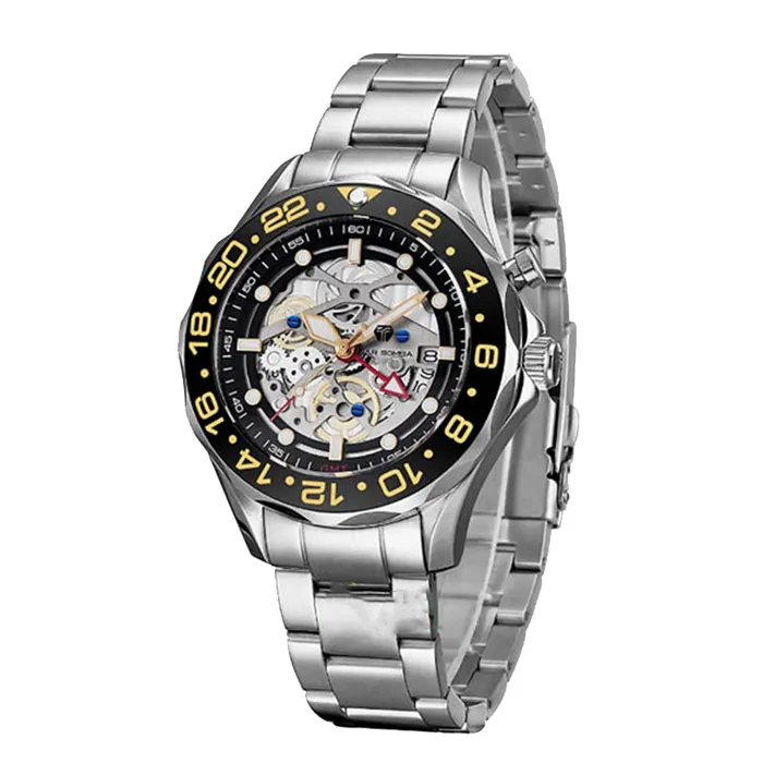 Đồng Hồ Nam Tsar Bomba  Gmt Hybrid Diver Clock TB8802A-BB Màu Đen Bạc