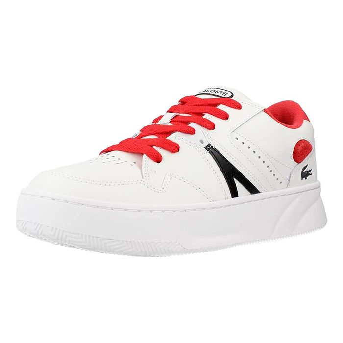 Giày Thể Thao Nam Lacoste Men's L005 Leather Colour-Pop Trainers Màu Trắng Phối Đỏ Size 42