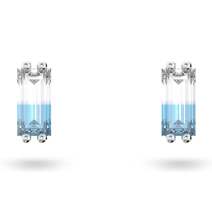 Khuyên Tai Nữ Swarovski Stilla Stud Earrings Baguette Cut, Blue, Rhodium Plated 5639132 Màu Xanh