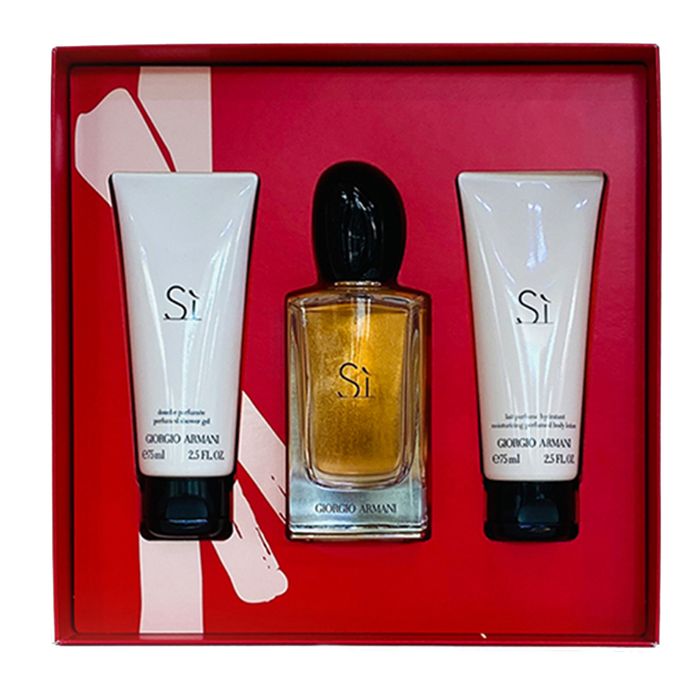 Set Nước Hoa Nữ Giorgio Armani Si EDP 100ml + Sữa Tắm 75ml + Sữa Dưỡng Thể 75ml (3 Món)