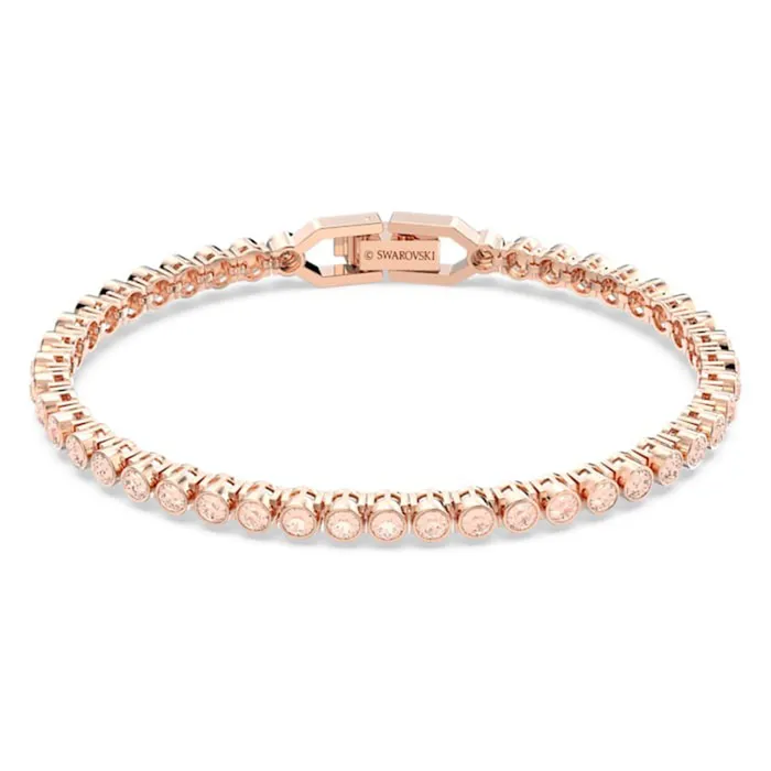 Vòng Đeo Tay Nữ Swarovski Emily Bracelet Round Cut, Pink, Rose Gold-Tone Plated 5646736 Màu Vàng Hồng