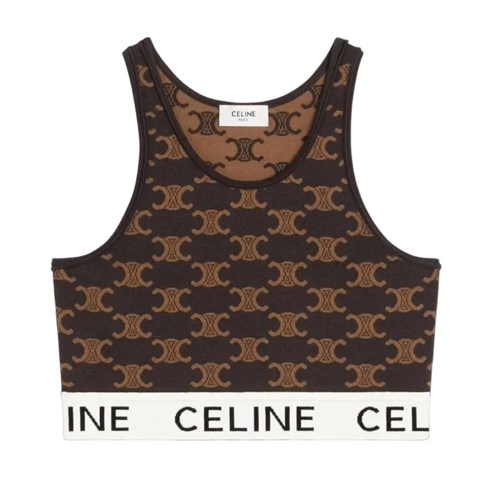 Áo Bra Nữ Celine Brown With Monogram Printed 2AF10916T /19BR Màu Nâu
