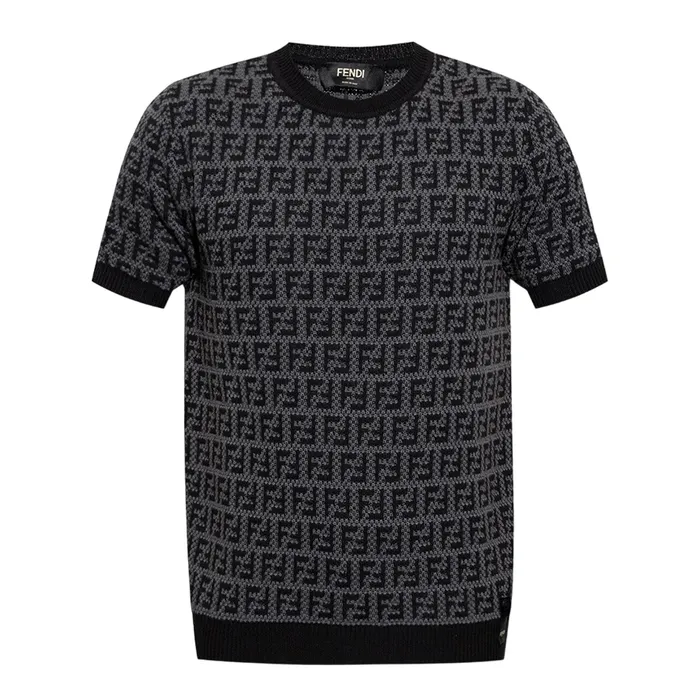 Áo Len Nam Fendi FF Monogram Grey Monogrammed Sweater FZX050 AKFS-F1HXU Màu Đen Xám Size 46