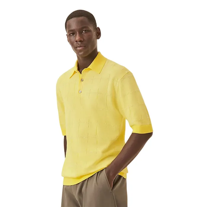 Áo Polo Nam Hermès H En Carreaux Màu Vàng