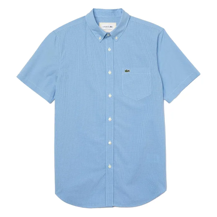 Áo Sơ Mi Nam Lacoste Men's Regular Fit Gingham Check Shirt CH2879-00-BK1 Màu Xanh Blue Size 41