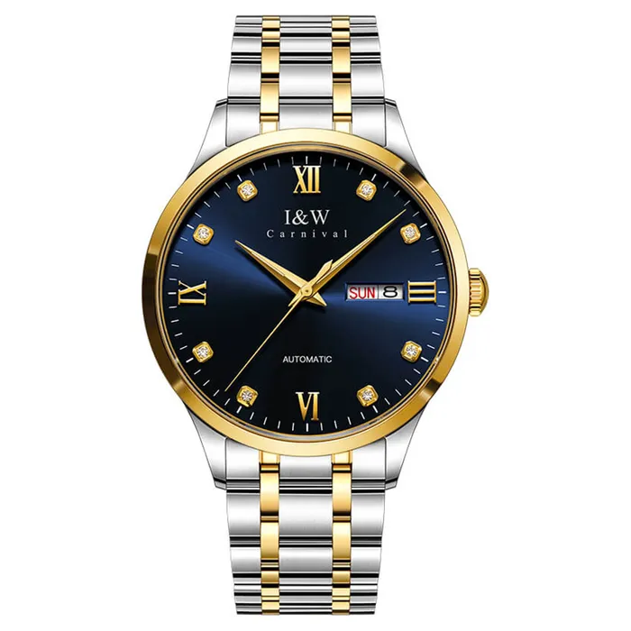 Đồng Hồ Nam I&W Carnival 555G2 Automatic Màu Xanh Bạc