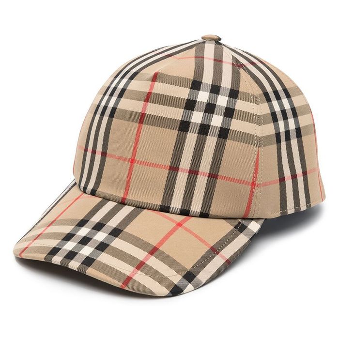 Mũ Burberry Logo Appliqué Vintage Check Cap Màu Be Kẻ Size S
