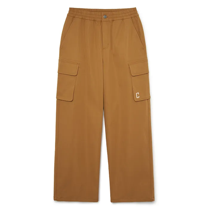 Quần Ống Rộng Nữ MLB Basic Logo Cotton Wide Cargo Pants Cleveland Guardians 3FWPB0134-45CAS Màu Nâu Camel Size XS