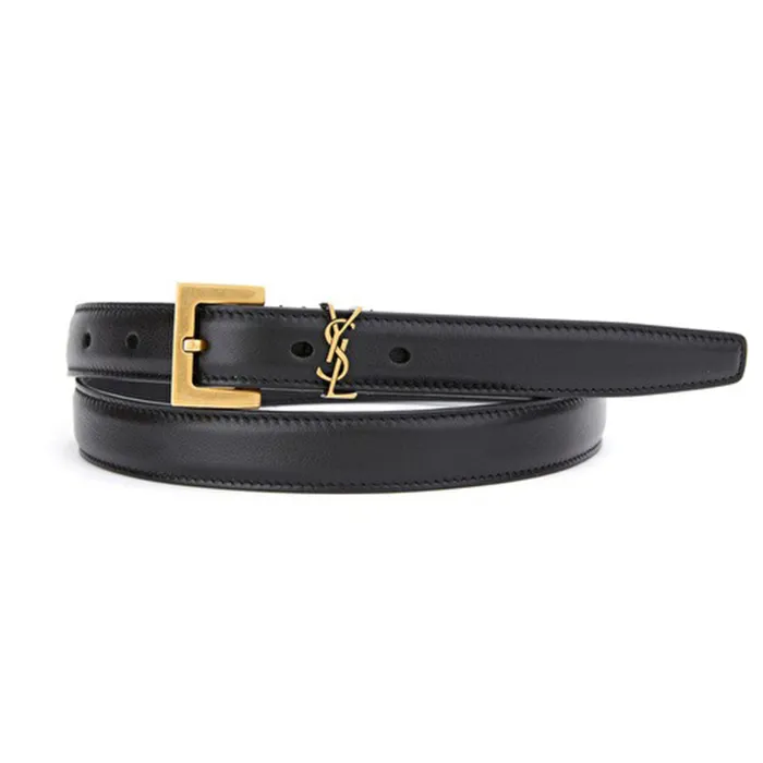 Thắt Lưng Nữ Yves Saint Laurent YSL Siyah Kadın Deri Kemer Bản 2cm Màu Đen Size 80