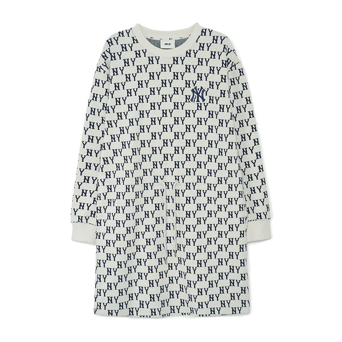 Váy Nữ MLB Overfit Jacquard Monogram New York Yankees 3FOPM0134-50CRD Màu Kem