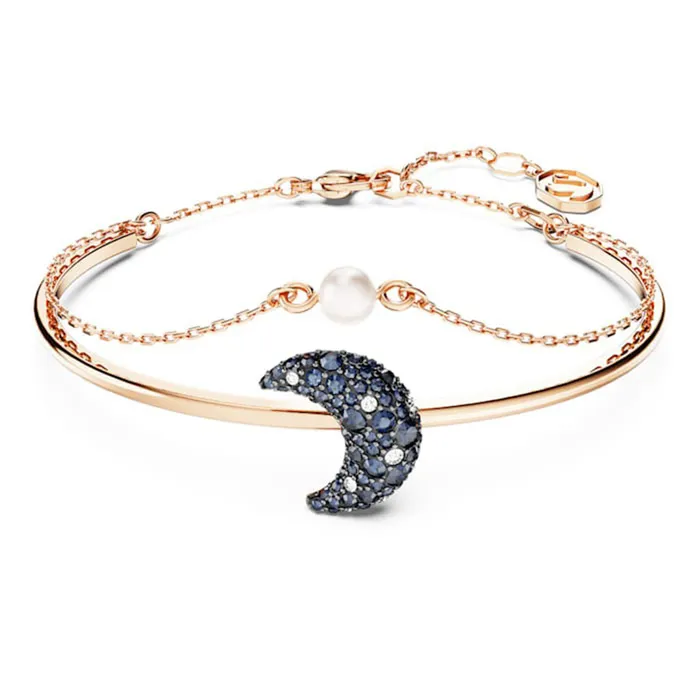 Vòng Đeo Tay Nữ Swarovski Luna Bangle Moon, Multicolored, Rose Gold-Tone Plated 5671586 Màu Xanh/ Vàng Hồng