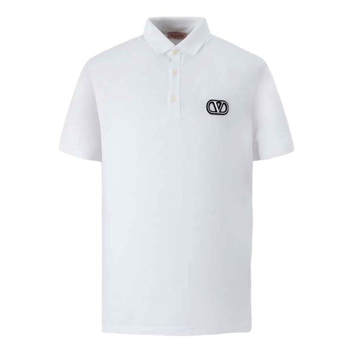 Áo Polo Nam Valentino White With V Logo Signature Embroidered 3V3MH01K954 0BO Màu Trắng