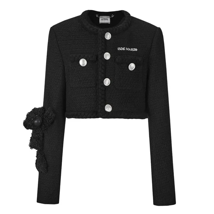 Áo Khoác Nữ 13 De Marzo Jacket Black Classic Weave Tweed FR-0641-0010 Màu Đen